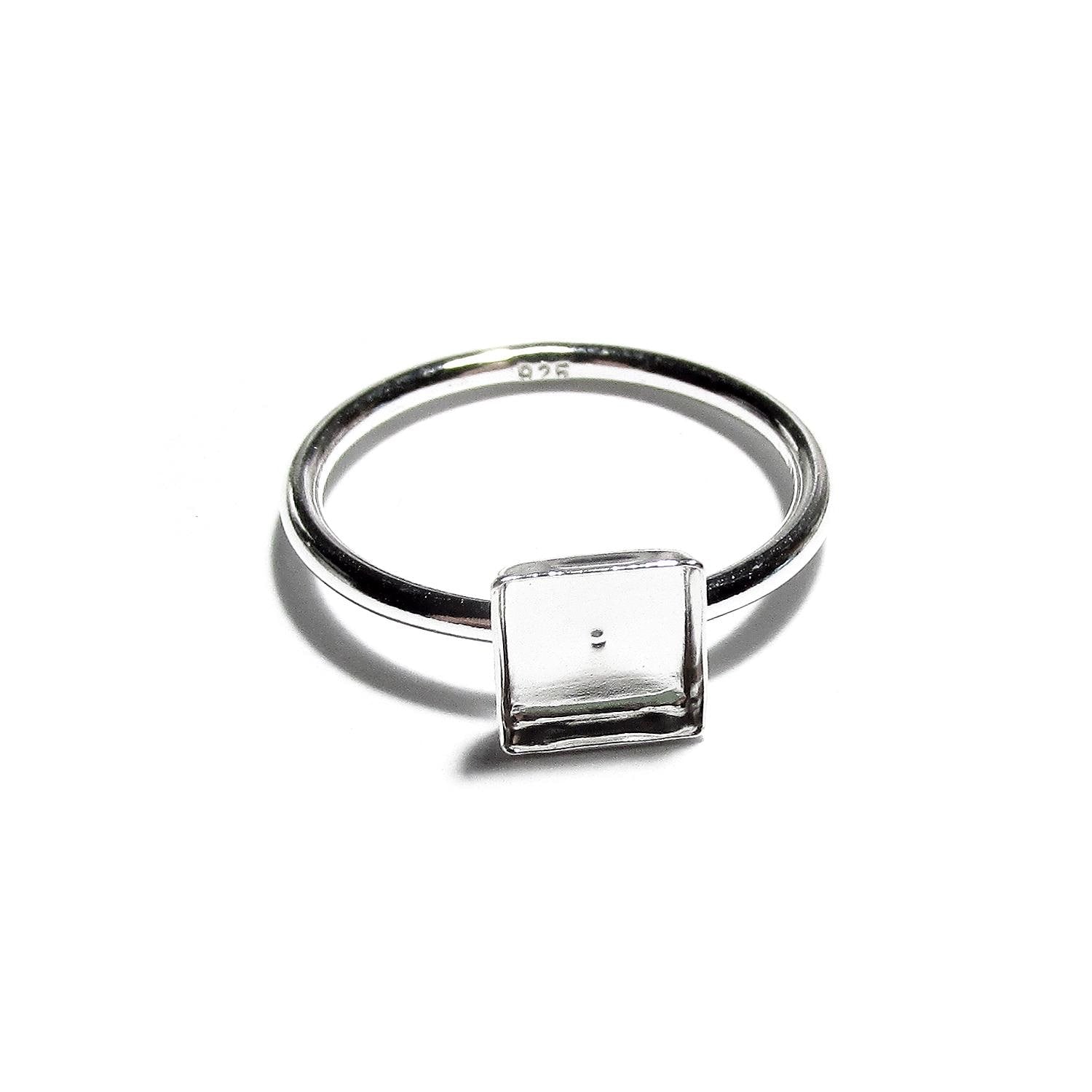 925 sterling silver blank ring with bezel cup 6x6mm size 4, 5, 6, 7, 8, 9, 10, 11, silver ring, bezel cup, setting, base ring - 1 piece