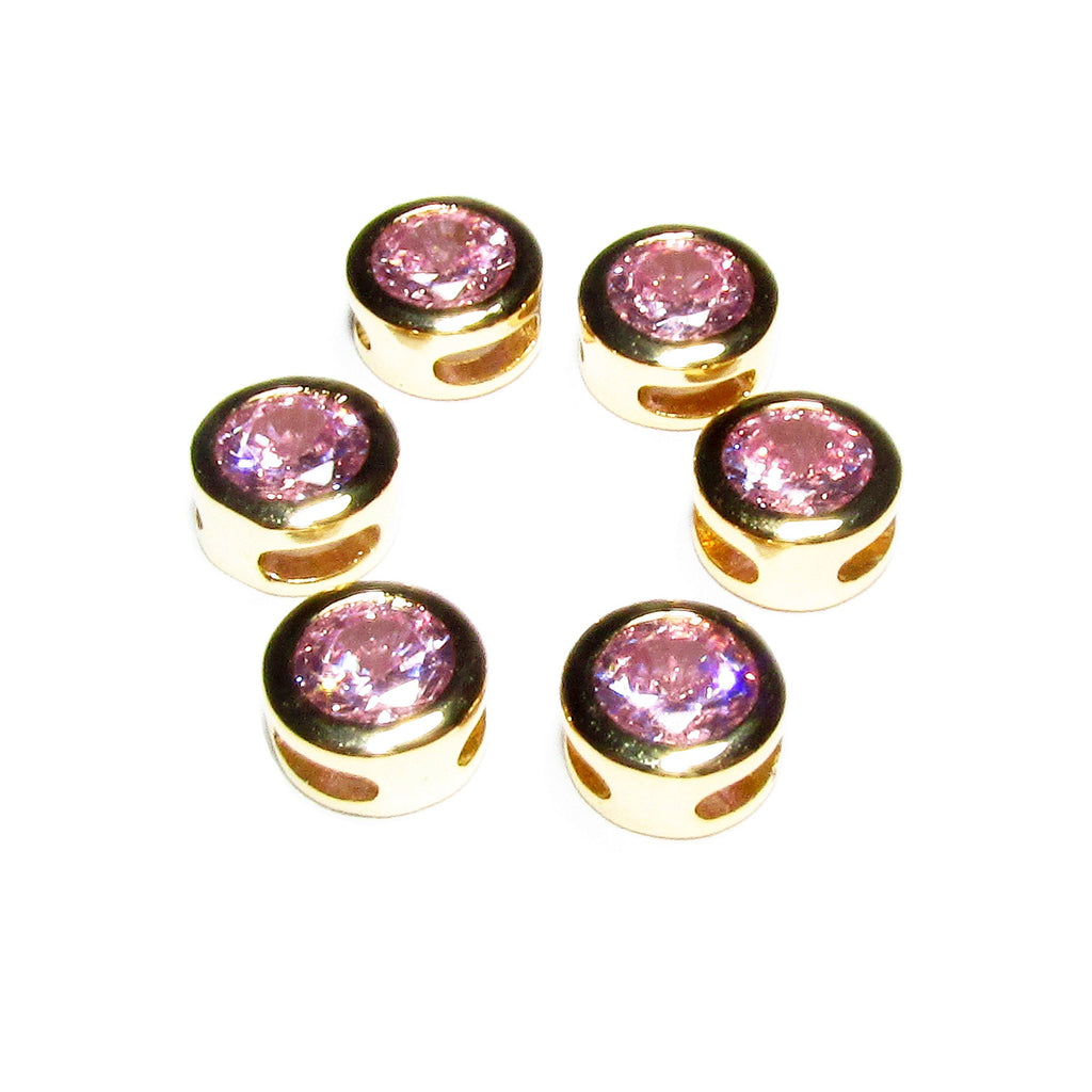 14K yellow gold filled decorative round beads with rose topaz size 5.4x3.2 mm, Jewelry making, Gold filled beads, rose topaz - 1 piece
