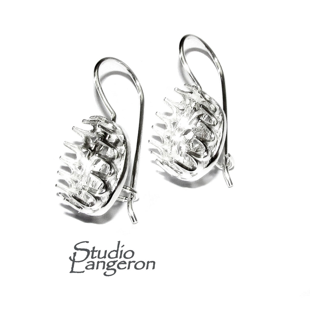 10x12 mm size 925 sterling silver blank earrings with bezel cup, Jewelry making, Setting, bezel cup, base earrings - 1 pair (2 pieces)