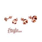 14K Solid Rose Gold Earrings Post With bezel cup size 3, 4, 5, 6, 8, 10 mm, Jewelry making, Bezel cups, Blank earrings - 1 pair (2 pieces)