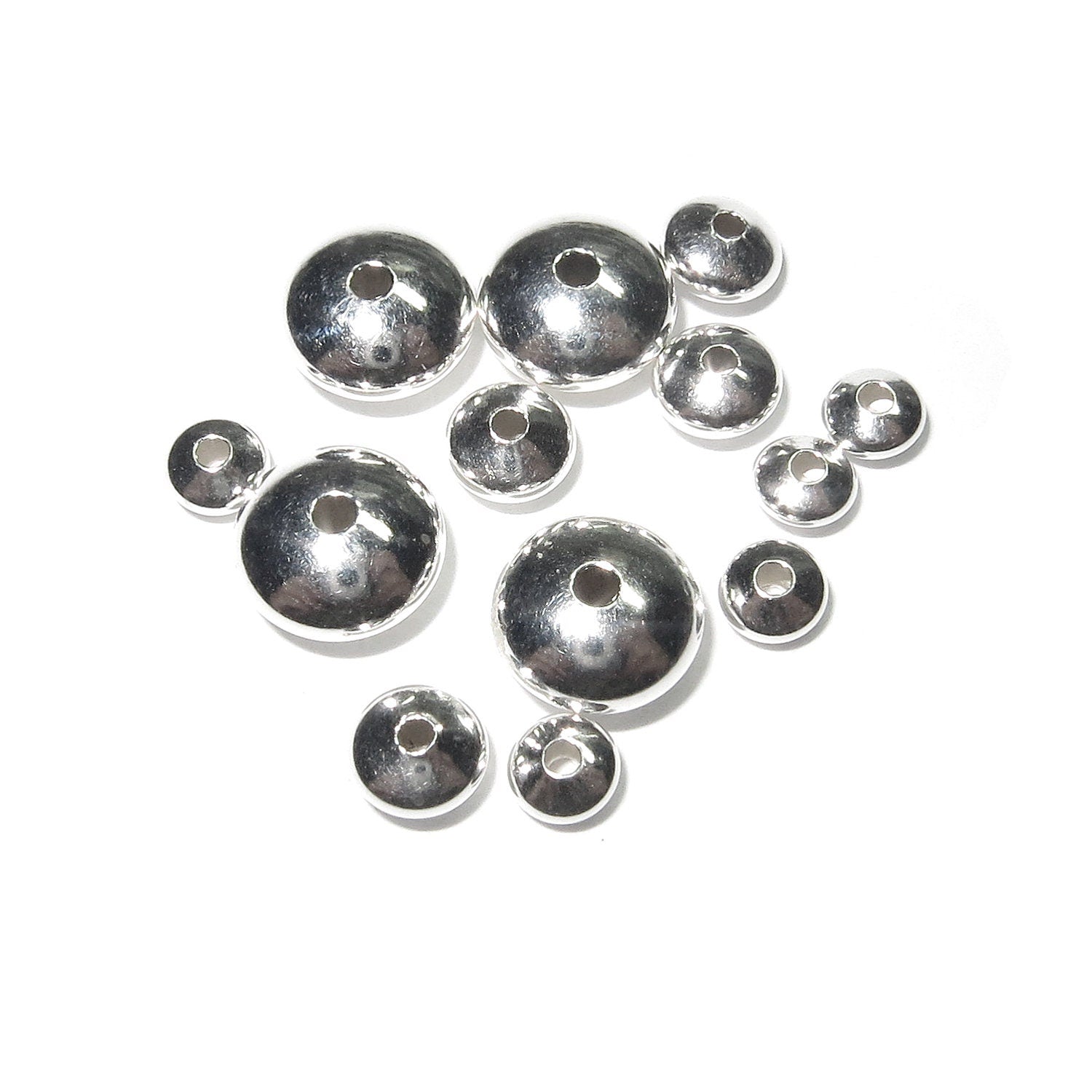 925 sterling silver saucer beads size 3.0-12.0 mm Silver saucer beads Saucer beads Silver findings beads 925 Sterling silver - 1 piece