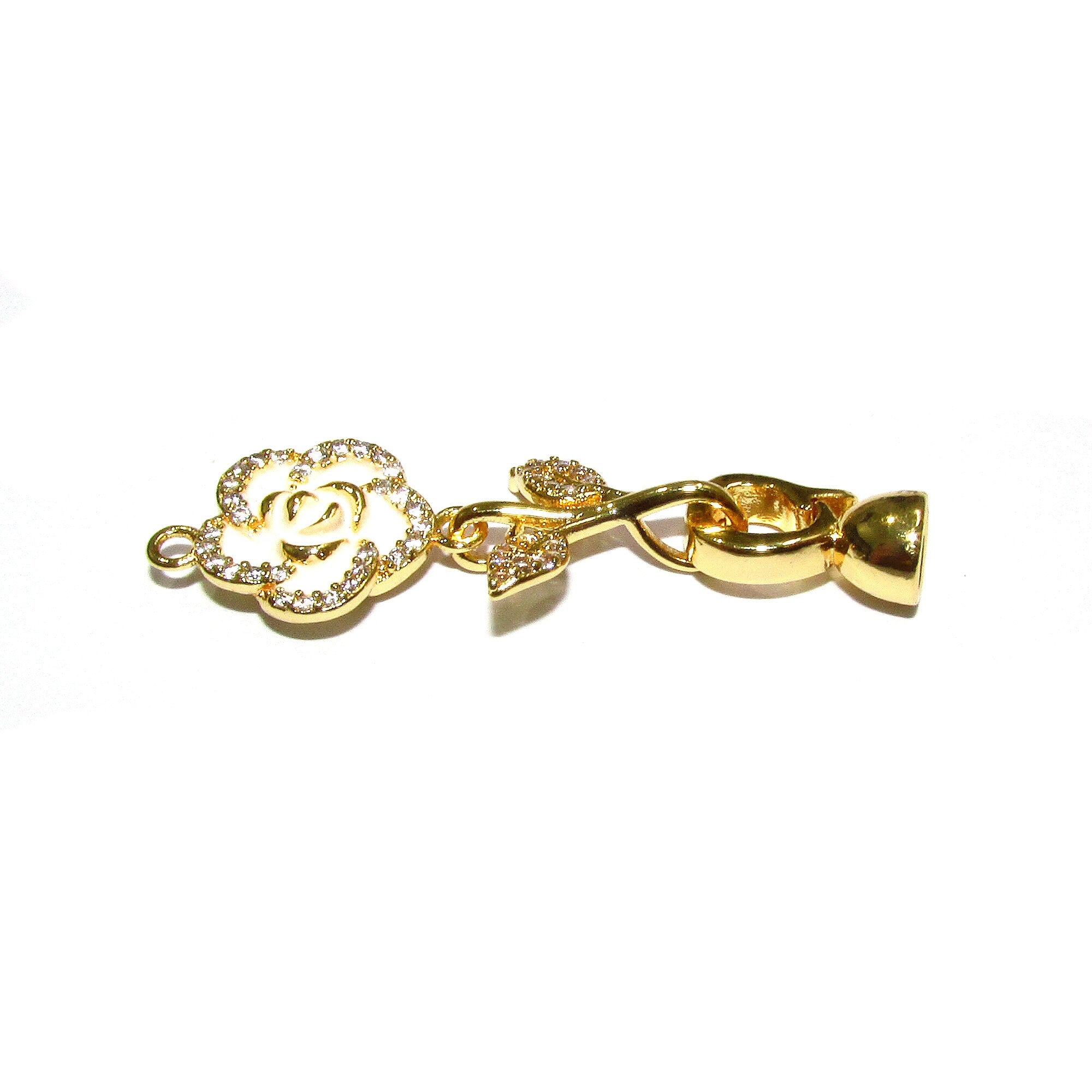 14K Yellow Gold filled Hook Eye Large Clasp, Gold Filled decorative clasp with enamel, Clasp findings, Jewelry making - 1 piece