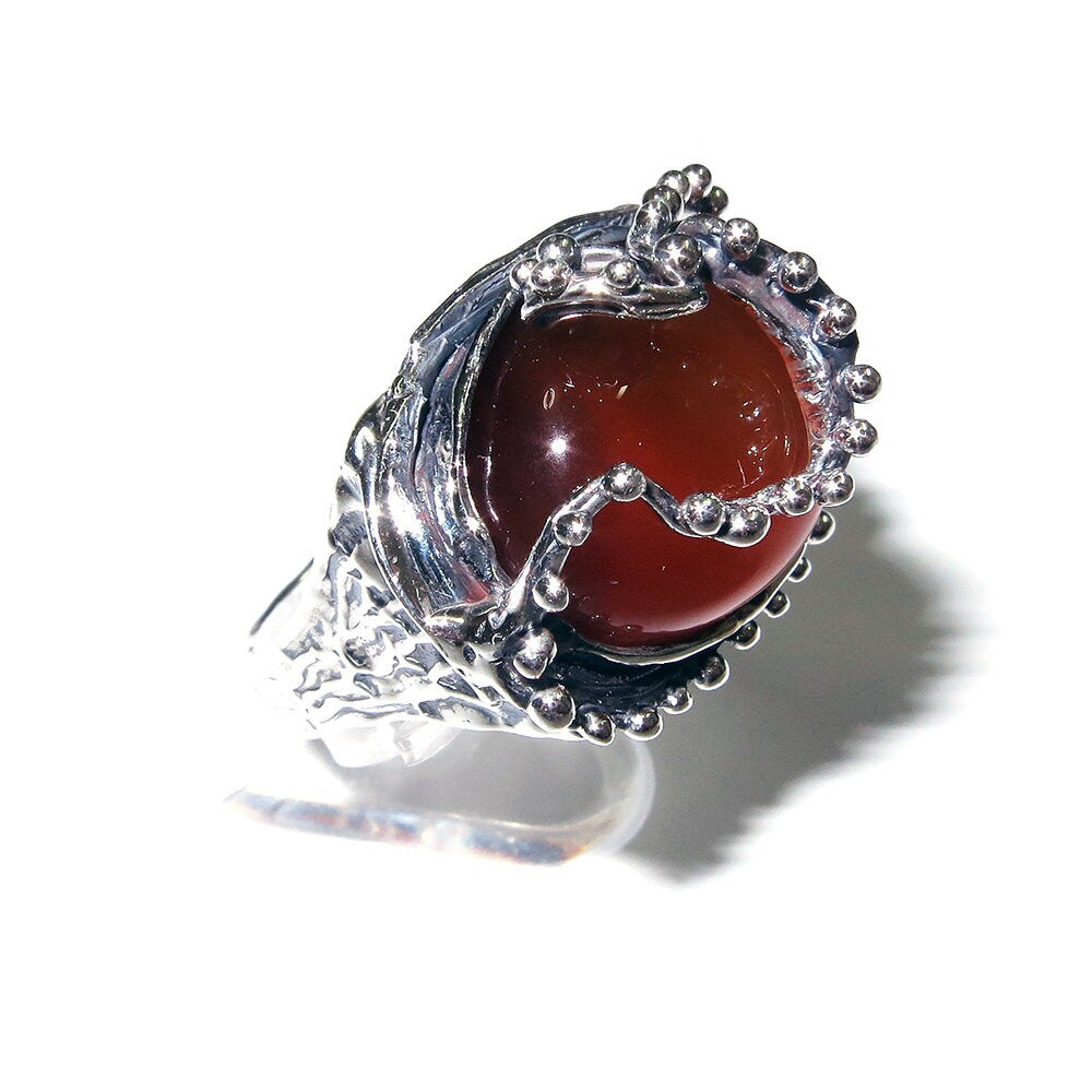 Statement Natural opal ring 925 sterling silver size 9, Handmade ring, single copy, sterling silver, Orange opal, silver ring, gemstone