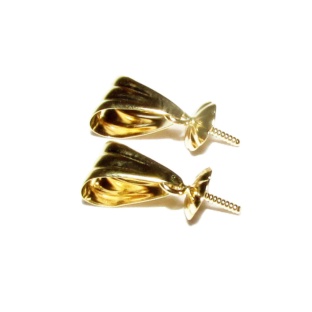 14K Solid gold grooved bail size 8.0x5.0 mm with 4.5 mm bead cup, Solid gold Bail, Jewelry making, Bail findings, Pendant bail - 1 piece