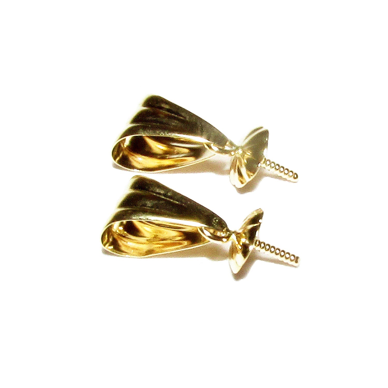 14K Solid gold grooved bail size 8.0x5.0 mm with 4.5 mm bead cup, Solid gold Bail, Jewelry making, Bail findings, Pendant bail - 1 piece