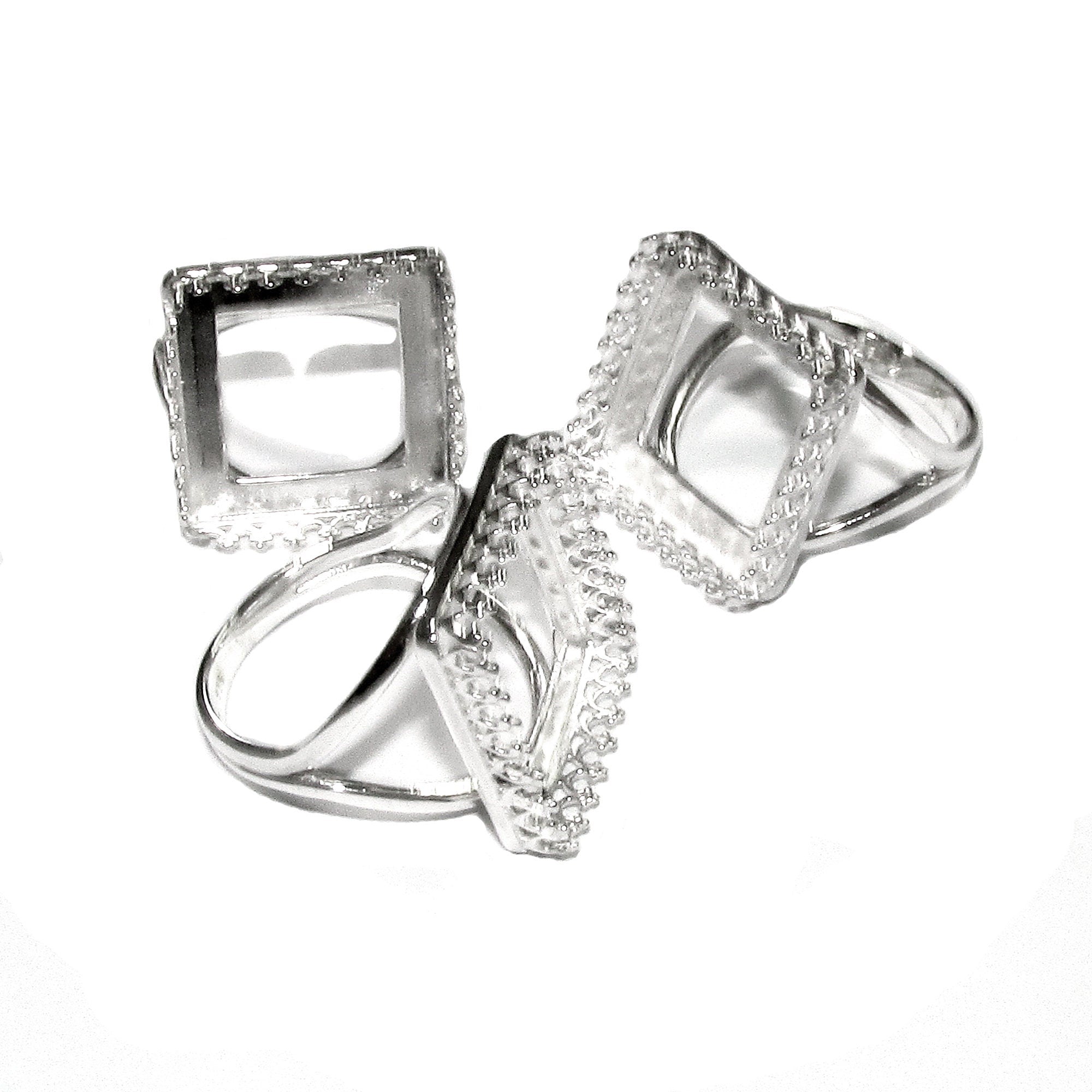 16x16 mm 925 sterling silver blank ring with square bezel cup size 5, 6, 7, 8, silver ring, base ring, jewelry making, bezel cup - 1 piece