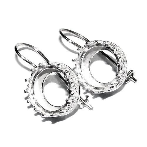 10 mm 925 sterling silver blank earrings with bezel cup, Setting, bezel cup, 925 silver, base earrings, Jewelry making - 1 pair (2 piece)