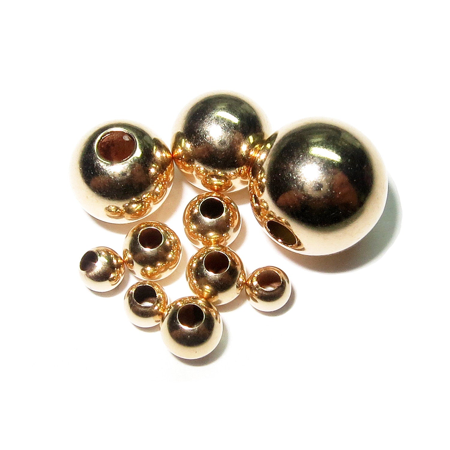 14K yellow gold filled seamless round beads size 2-16 mm, gold filled beads, jewelry making, 14K Gold-Filled, Gold filled findings - 1 piece