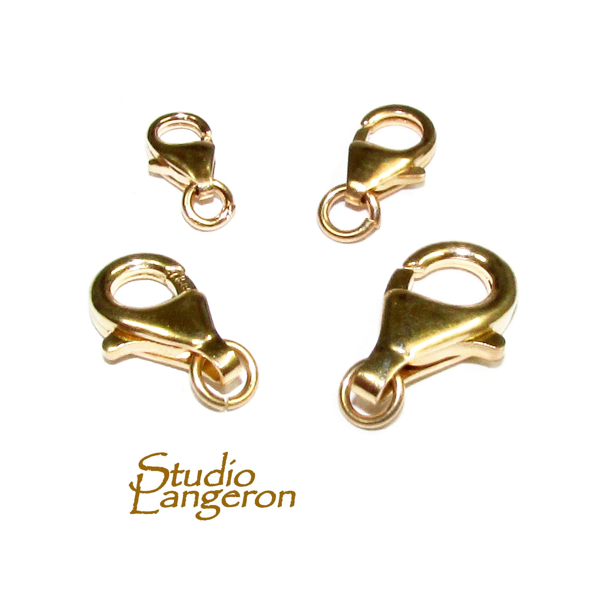 14K Yellow solid Gold Teardrop Lobster Clasp size 7, 8, 10, 12 mm, Jewelry making, 14K gold, Yellow Gold clasp, Gold findings - 1 piece