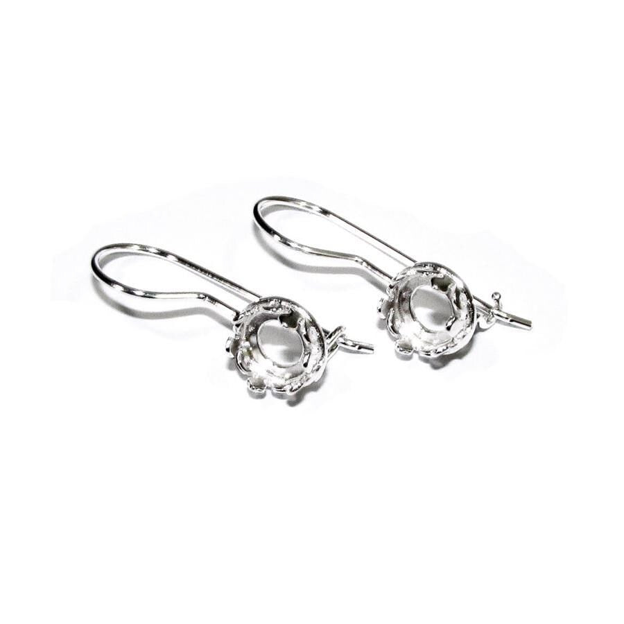 6 mm size 925 sterling silver blank earrings with round bezel cup, Jewelry making, Setting, bezel cup, base earrings - 1 pair (2 pieces)