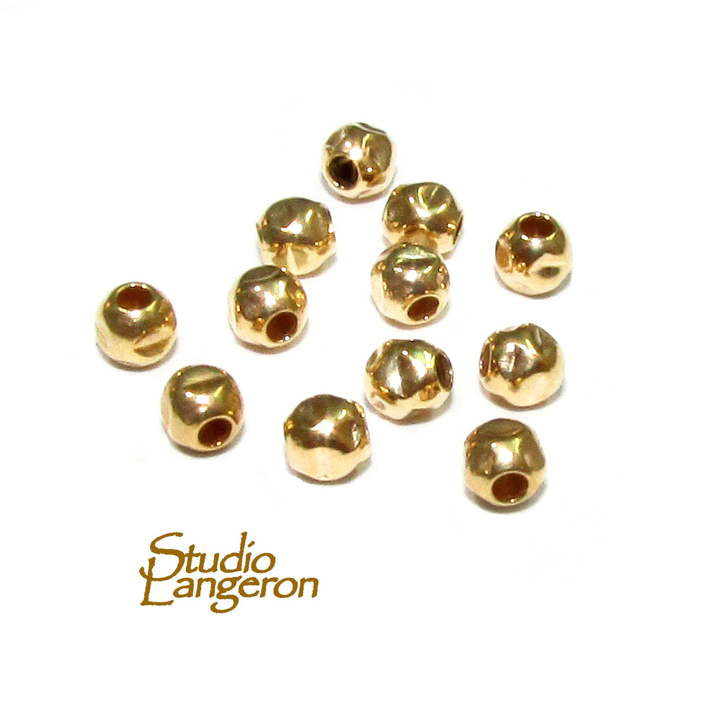 10 pcs 14K Yellow Gold filled Hammered Beads 3 mm, Beads, Hammered beads, Spacer Beads, Gold filled beads, Gold filled, Jewelry making