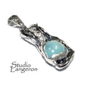 Aqua chalcedony blue pendant 925 sterling silver size 3.5x1.5 cm, single copy, Aqua chalcedony, Handmade pendant, Blue pendant, Chalcedony