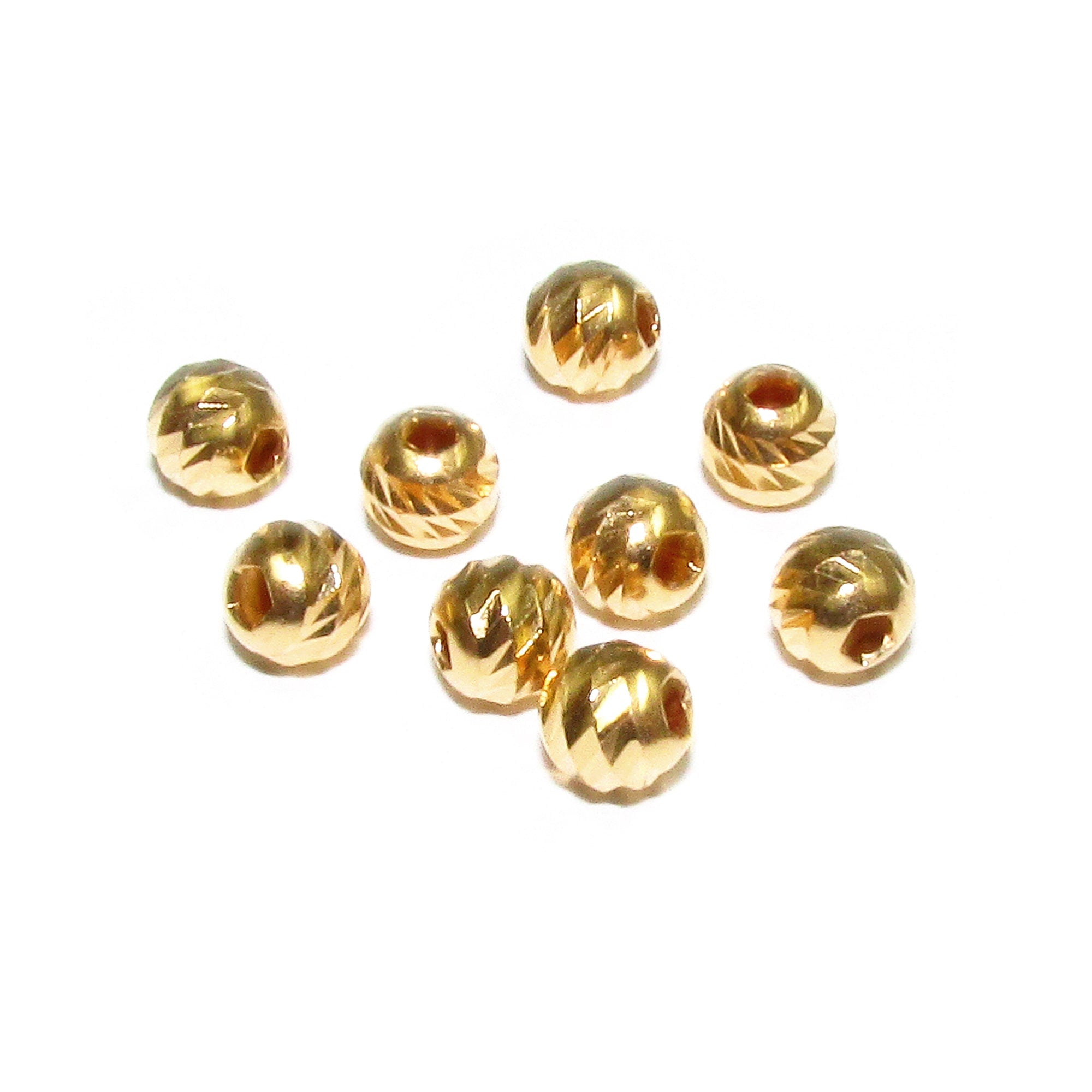 5 pcs 14K Yellow Gold filled Diamond cut Beads 4 mm, Diamond cut beads, Spacer Beads, Diamond cut, Gold filled beads, Jewelry making