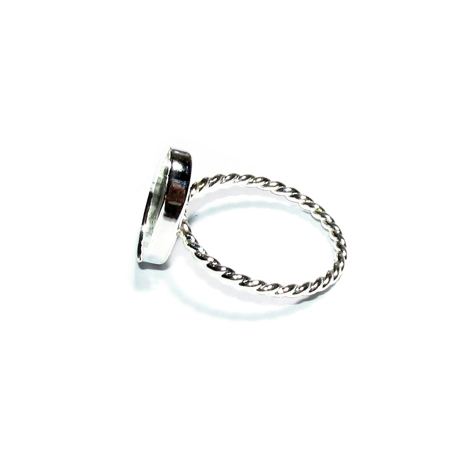 925 sterling silver twisted blank ring with bezel cup 10x14mm size 4, 5, 6, 7, 8, 9, 10, 11, bezel cup, base ring, Jewelry making - 1 piece