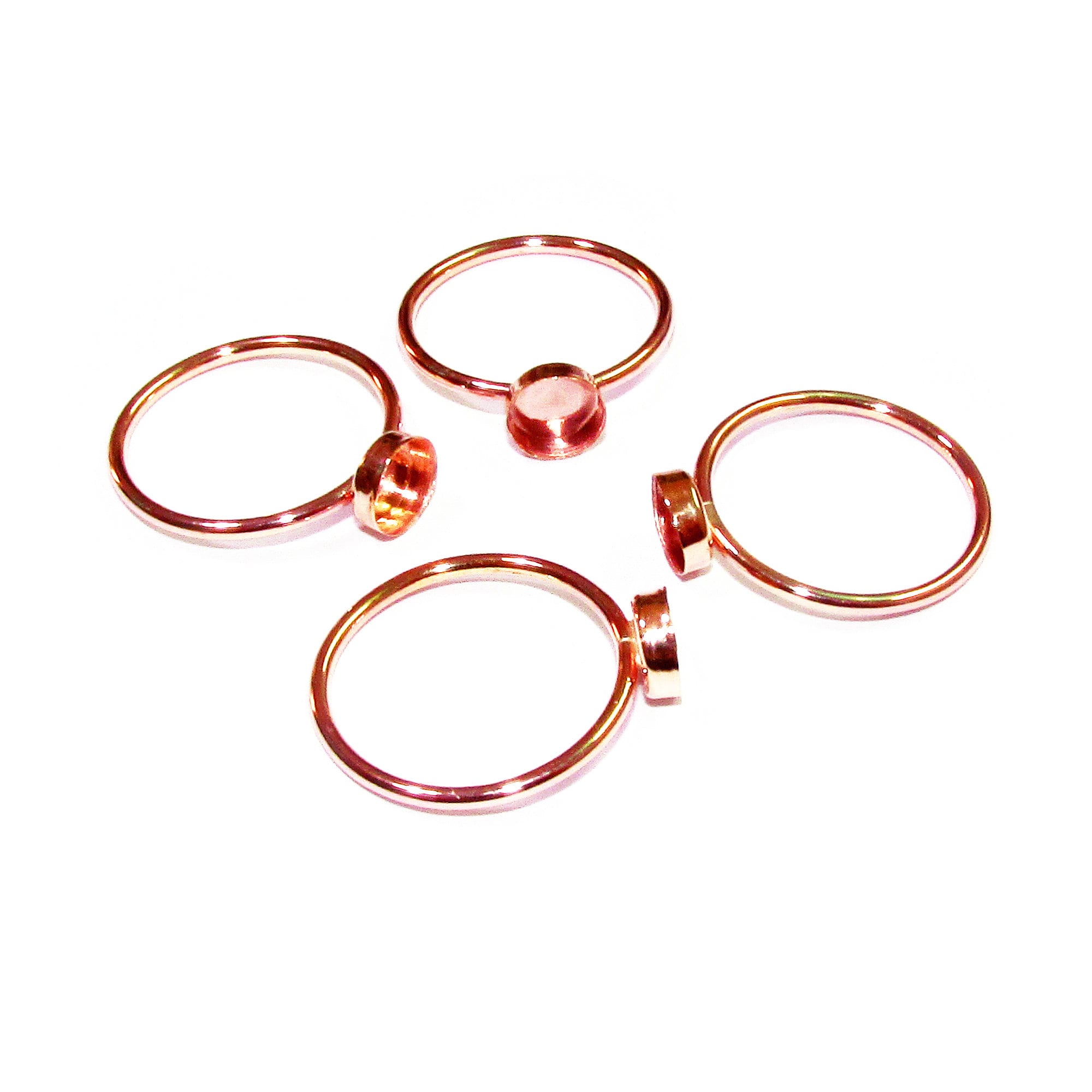 14K Rose solid gold blank ring with bezel cup 6 mm size 4 - 10, Base ring, Rose gold ring, bezel cup, Jewelry making, Setting - 1 piece