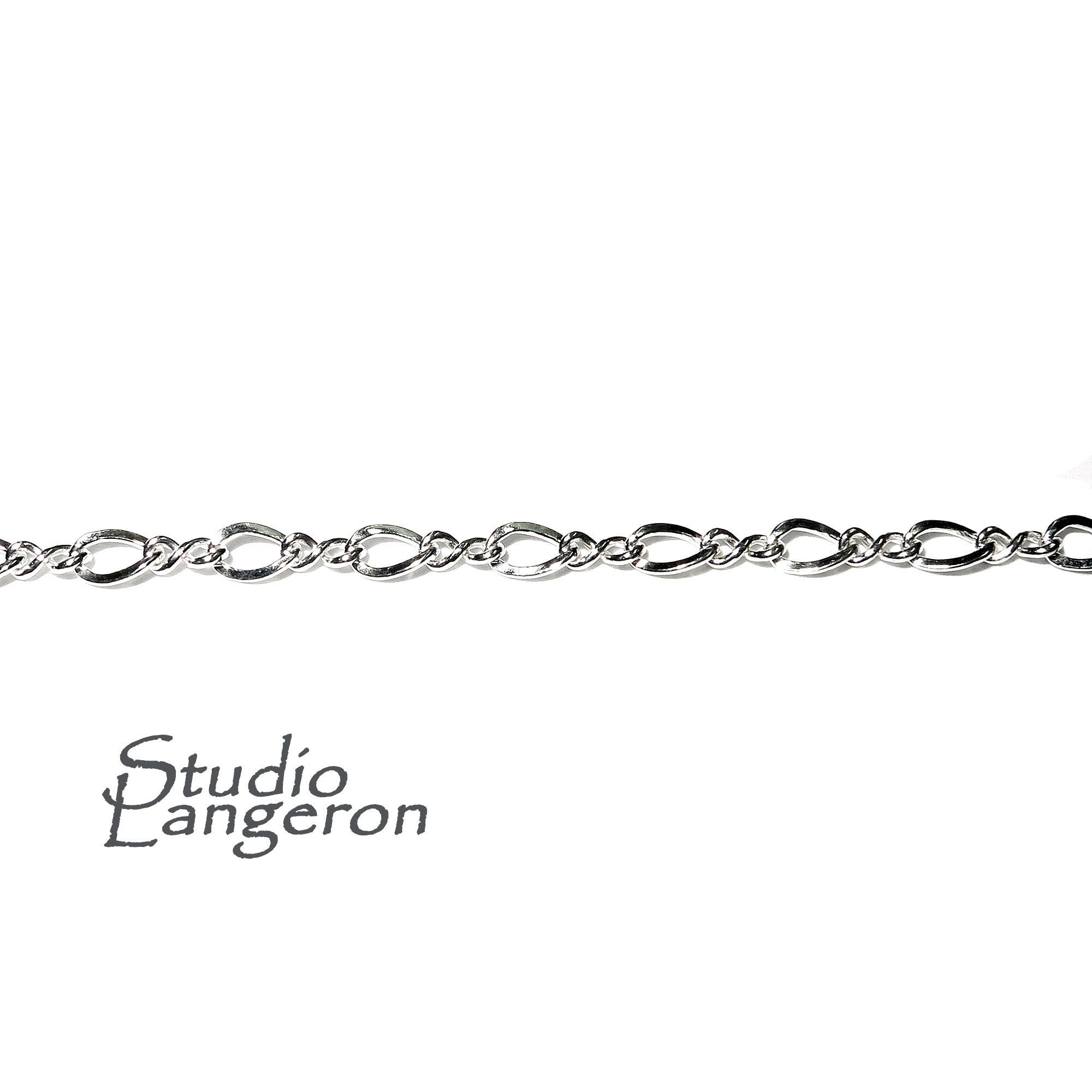 2.3 mm Sterling Silver Figure-Eight Chain, shiny chain, Jewelry making, sterling silver chain, Eight Chain, 925 silver - 1 Ft (30 cm)