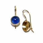 14K Solid gold blank earrings with bezel cup 10 mm, Jewelry making, Setting, bezel cup, base earrings, Earrings mounting - 1 pair (2 piece)