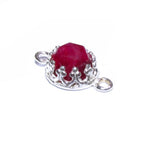 925 Sterling Silver natural Ruby round Link Connector size 14x7 mm, Natural Ruby silver link, Jewelry making, Connector - 1 piece