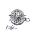 925 Sterling Silver Rhodium-Plated Round Filigree Safety Clasp size 10 mm, Silver bead clasp, Jewelry making, 925 Sterling silver - 1 piece