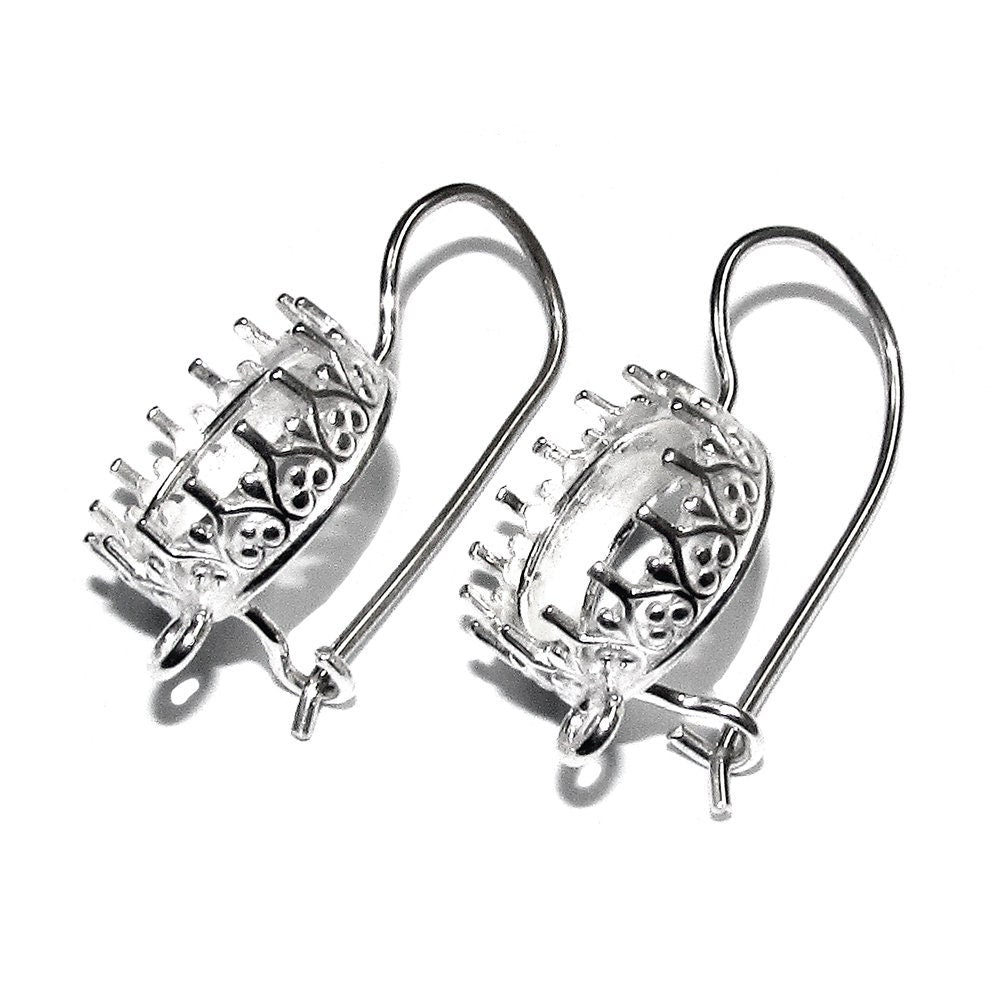 10mm 925 sterling silver blank earrings with bezel cup and closed ring, Jewelry making, Setting, bezel cup, base earrings - 1 pair (2 piece)