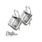 10 mm 925 sterling silver blank earrings with square setting bezel cup, base earrings, Jewelry making, Setting, Mounting - 1 pair (2 piece)