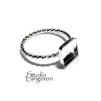 925 sterling silver twisted blank ring with bezel cup 8x8mm size 4, 5, 6, 7, 8, 9, 10, 11, bezel cup, base ring, Jewelry making - 1 piece