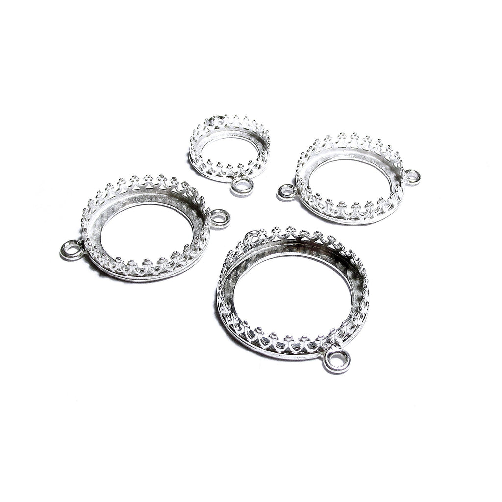 925 Sterling Silver Round Bezel Cup with 2 closed rings, sizes 6-32 mm, Bezel cup, Setting, Jewelry making, Bracelet, Connector - 1 piece