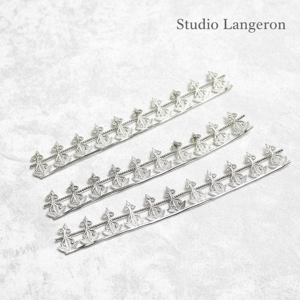 999 Fine silver Casted Bezel wire size 7.5x1.1 cm (2.9 inch), Gallery wire, Setting silver, Gallery pattern, Jewelry making - 1 piece