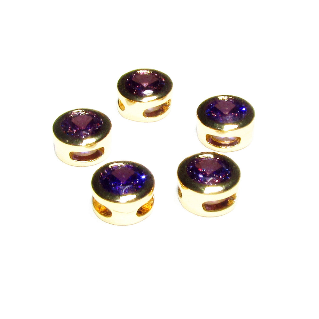 14K yellow gold filled decorative round beads with amethyst size 5.4x3.2 mm, Jewelry making, Gold filled beads, amethyst - 1 piece