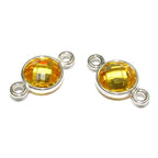 925 Sterling Silver Checkerboard Citrine Round Link Connector size 12x7 mm, Citrine link, Jewelry making, link connector, Citrine - 1 piece