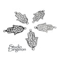 925 Sterling silver large hamsa connector size 2.4x1.3 cm, Hamsa link component, Jewelry making, Connector, Jewelry connector - 1 piece