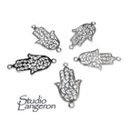 925 Sterling silver large hamsa connector size 2.4x1.3 cm, Hamsa link component, Jewelry making, Connector, Jewelry connector - 1 piece