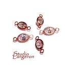14K Rose Gold Filled White topaz oval Link Connector size 11.0x5.0 mm, Rose gold filled link, Link connector, Jewelry making - 1 piece