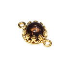 14K Gold Filled natural Rauchtopaz round Link Connector size 14x7 mm, Natural Rauchtopaz silver link, Jewelry making, Connector - 1 piece