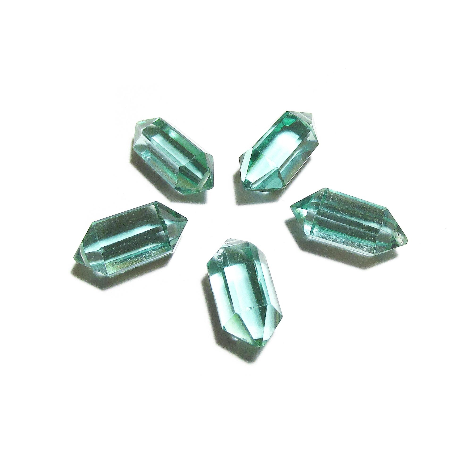 Natural Prasiolite Faceted Crystal Point beads size 14x7mm, Prasiolite Gemstone, Jewelry making, Natural Gemstone Faceted beads - 1 piece