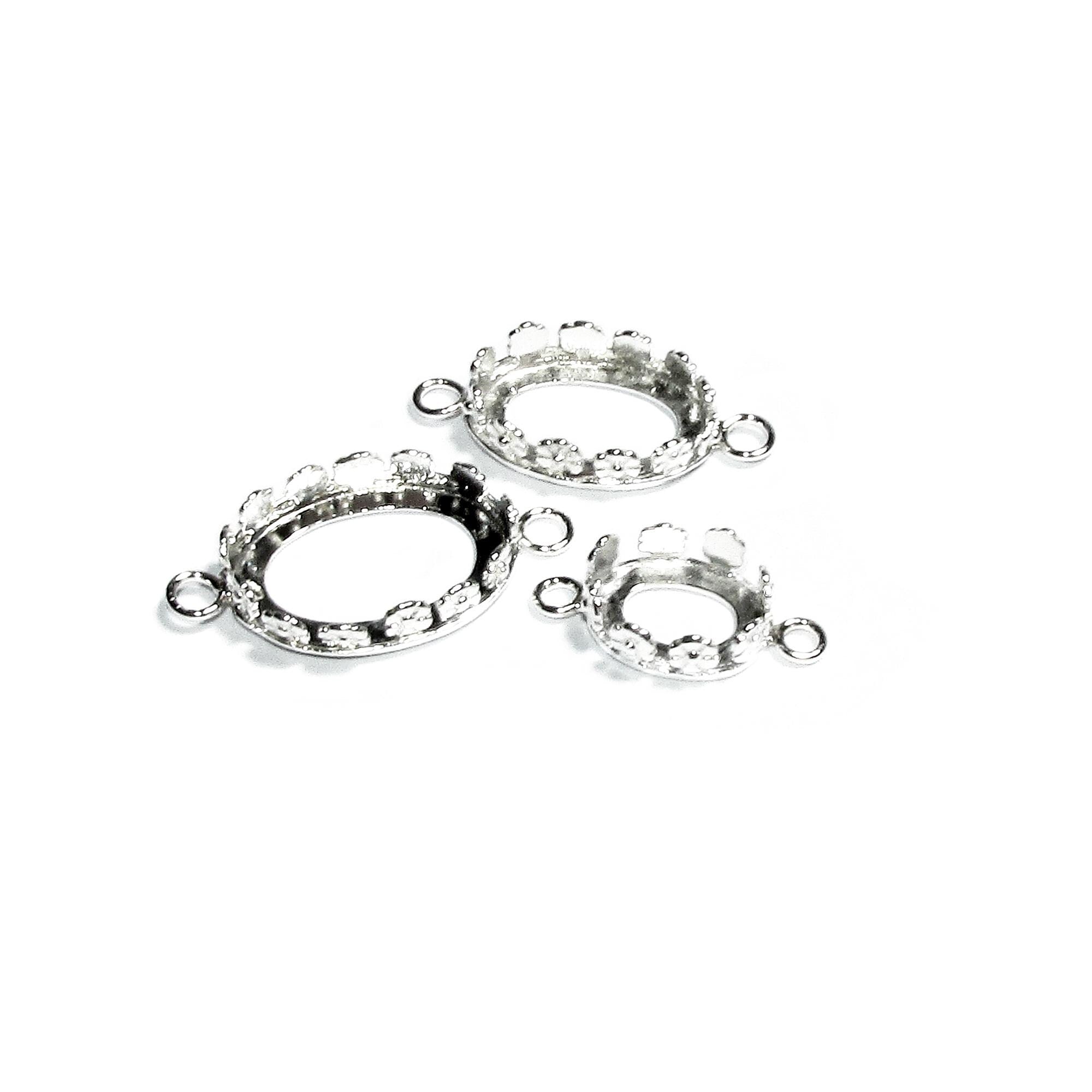 925 Sterling Silver Oval Bezel Cups with 2 loops size 8x10 - 18x25 mm, Setting, Silver bezel cup, Oval Bezel cup, Jewelry making - 1 piece
