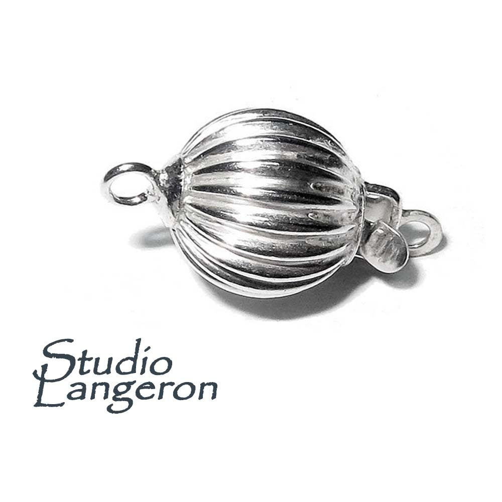 925 Sterling silver Bead Corrugated Safety Clasp size 10 mm, Silver bead clasp, Jewelry making, Silver Clasp, 925 Sterling silver - 1 piece