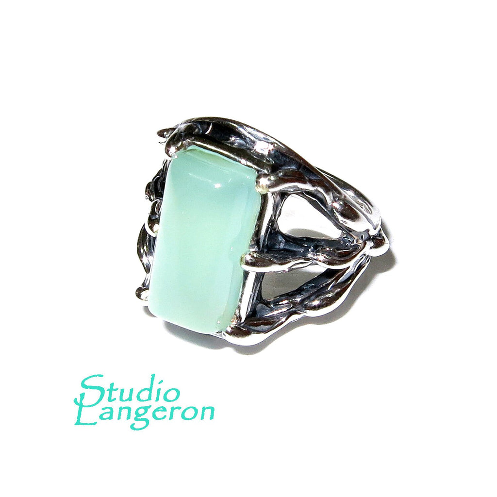 Statement Aqua chalcedony ring 925 sterling silver size 5, Handmade ring, single copy, 925 sterling silver, Aqua chalcedony, Statement ring