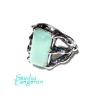 Statement Aqua chalcedony ring 925 sterling silver size 5, Handmade ring, single copy, 925 sterling silver, Aqua chalcedony, Statement ring