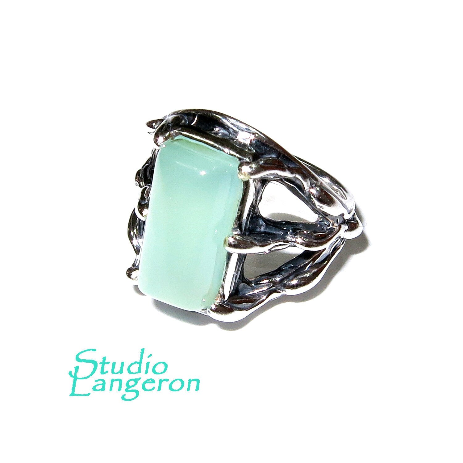 Statement Aqua chalcedony ring 925 sterling silver size 5, Handmade ring, single copy, 925 sterling silver, Aqua chalcedony, Statement ring