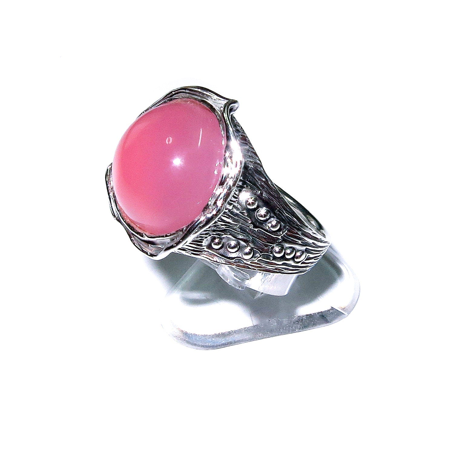 Statement Chalcedony ring 925 sterling silver size 7 1/2, Handmade ring, single copy, 925 sterling silver, Natural Chalcedony, gemstone