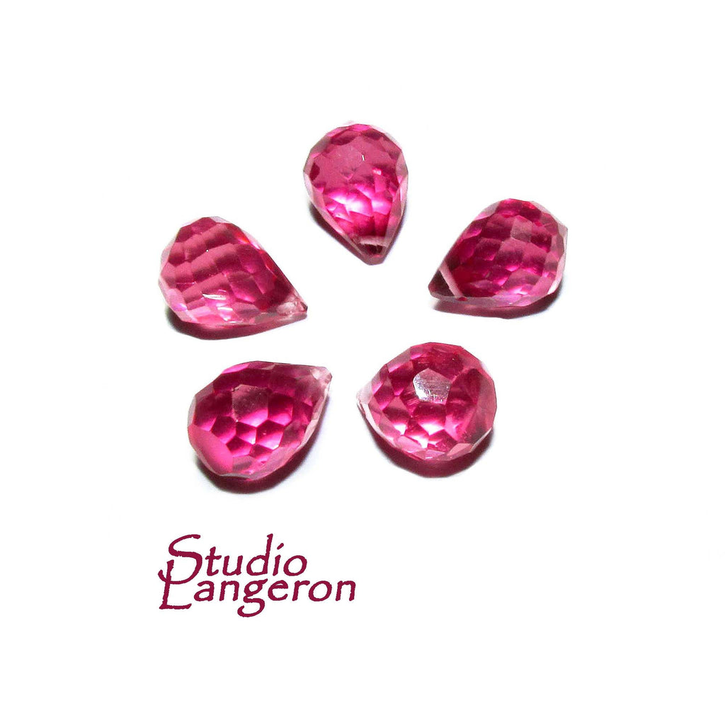 Natural Rubellite Teardrop faceted Beads size 10x7 mm, Rubellite Gemstone, Jewelry making, Natural Gemstone Teardrop beads - 1 piece