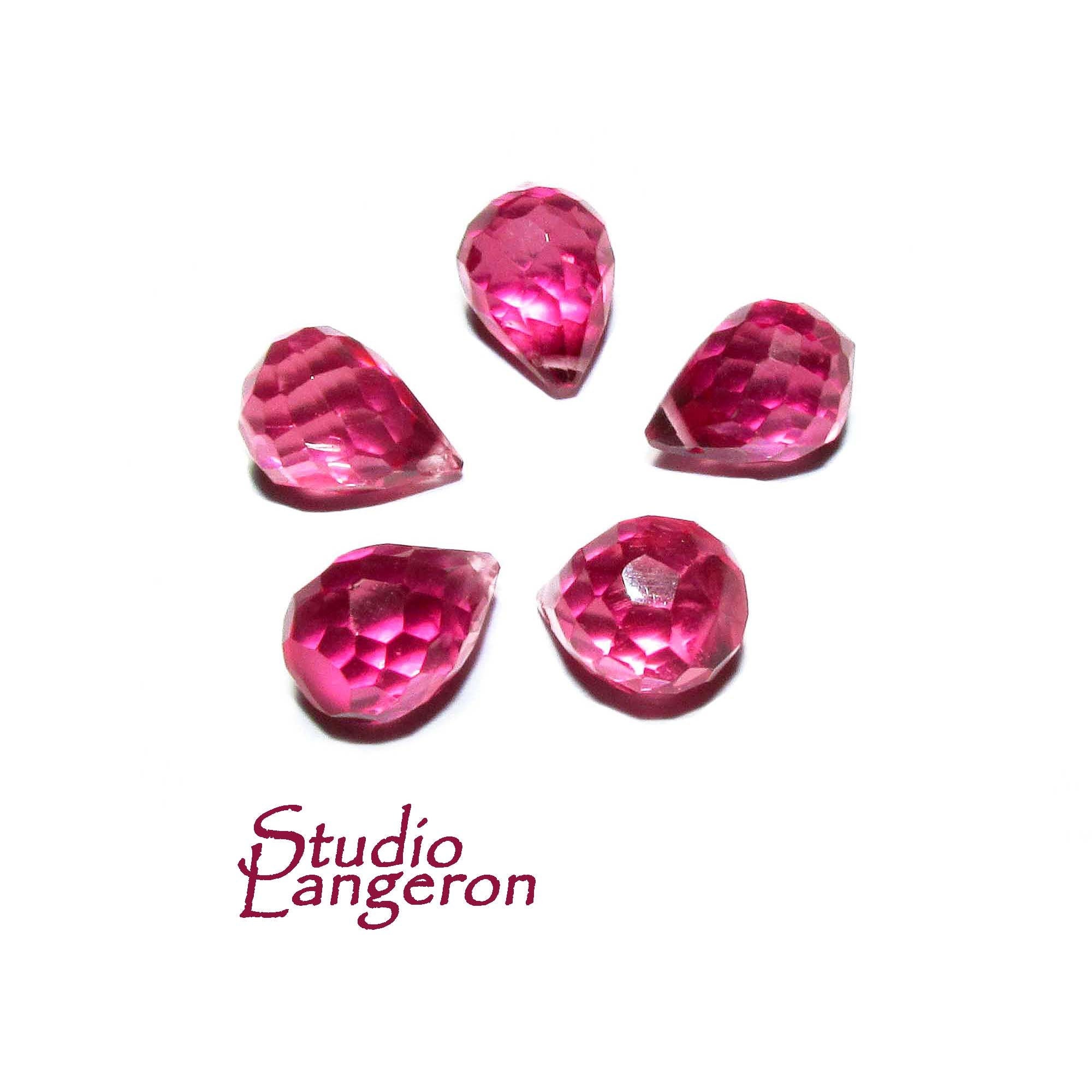 Natural Rubellite Teardrop faceted Beads size 10x7 mm, Rubellite Gemstone, Jewelry making, Natural Gemstone Teardrop beads - 1 piece