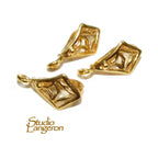 14K Yellow gold filled decorative rhombus Pendant Bail, Bail with hook, bail with loop, Bail gold filled, Jewelry making - 1 piece