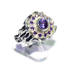 Statement Amethysts ring 925 sterling silver size 6 1/2, Handmade ring, single copy, sterling silver, Amethysts, silver ring, Amethyst ring