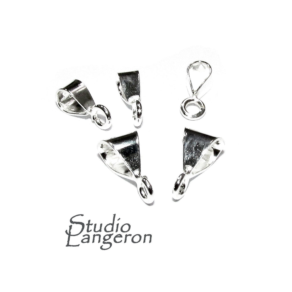 925 Sterling Silver smooth Pendant Bail sizes 8.0x2.7, 9.0x5.0 mm with open Ring, Bail with ring, Jewelry making, Bail silver - 1 piece