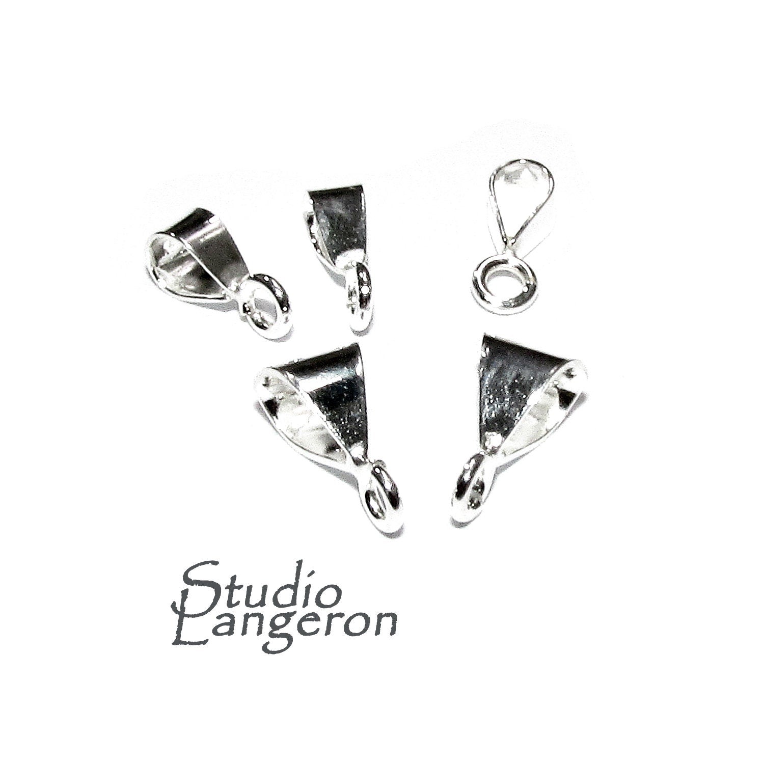 925 Sterling Silver smooth Pendant Bail sizes 8.0x2.7, 9.0x5.0 mm with open Ring, Bail with ring, Jewelry making, Bail silver - 1 piece