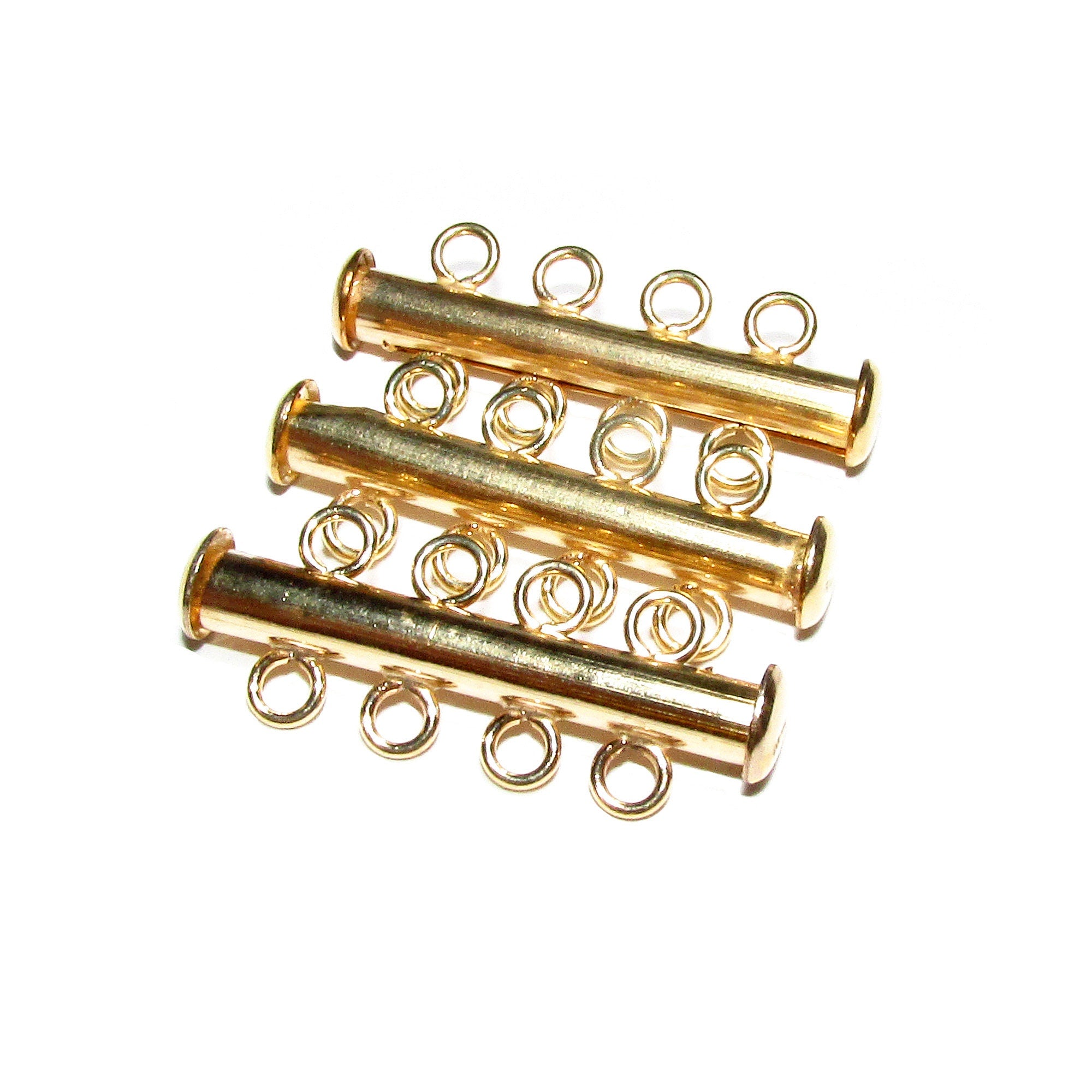 14K Yellow Gold Filled Tube Bar Clasp 4-Hole size 3.6x26 mm, Gold Filled Clasps, Slide Clasp, Jewelry making, Tube Slide Clasp - 1 piece