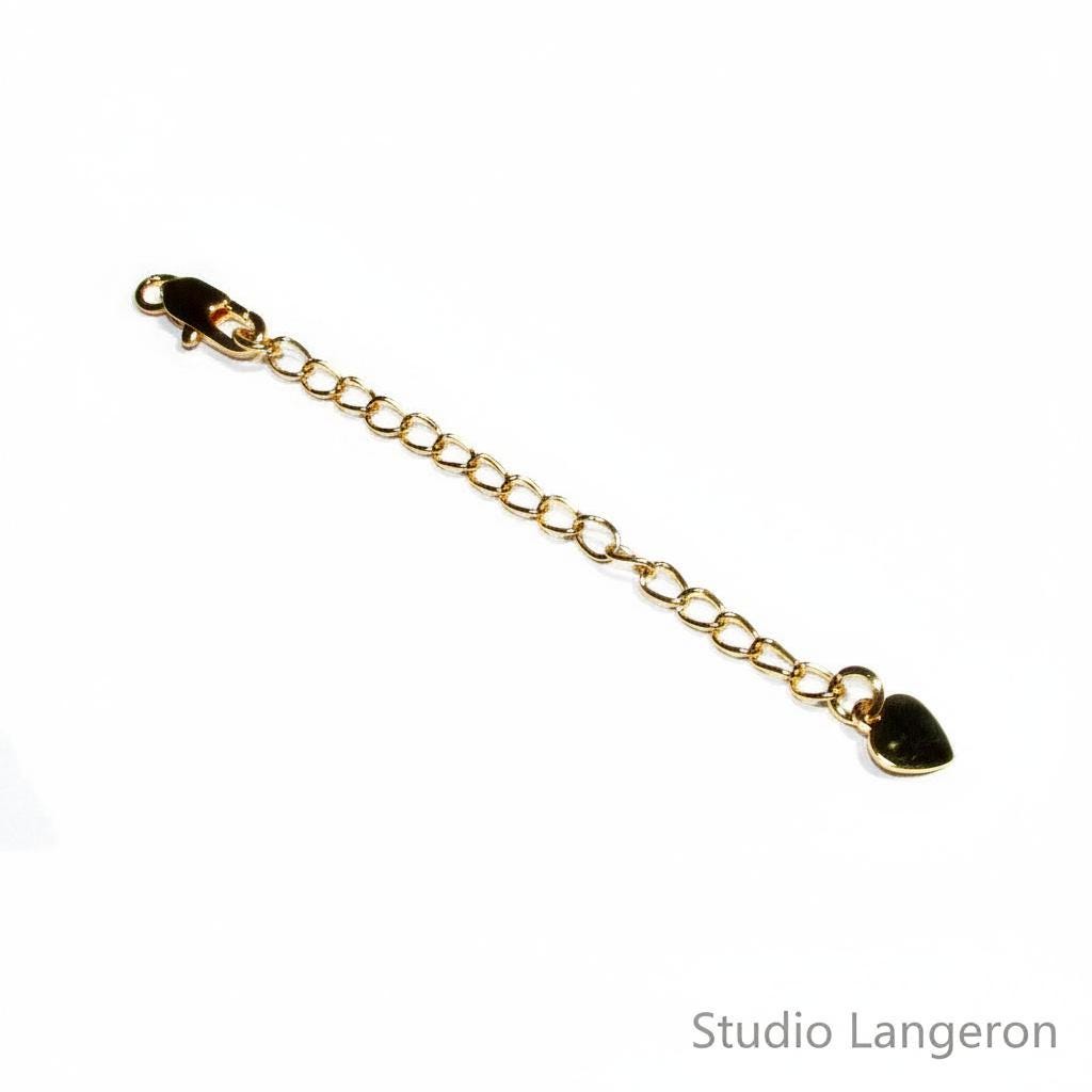 14K Gold Filled Extension Chain size 7.2cm, oval chain 5.0x3.0mm, lobster clasp 12.5mm, heart 8.0mm - 1 piece