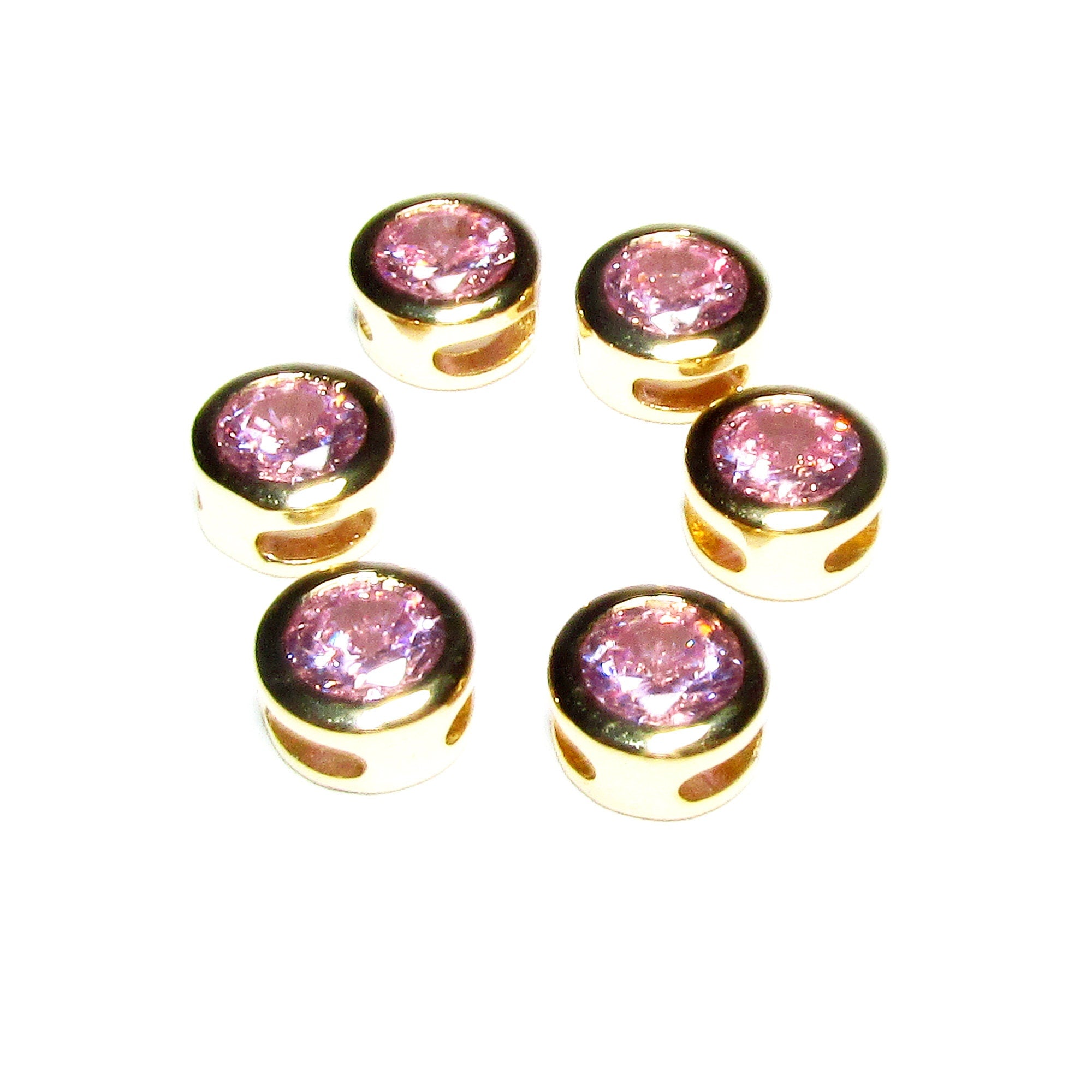 14K yellow gold filled decorative round beads with rose topaz size 5.4x3.2 mm, Jewelry making, Gold filled beads, rose topaz - 1 piece
